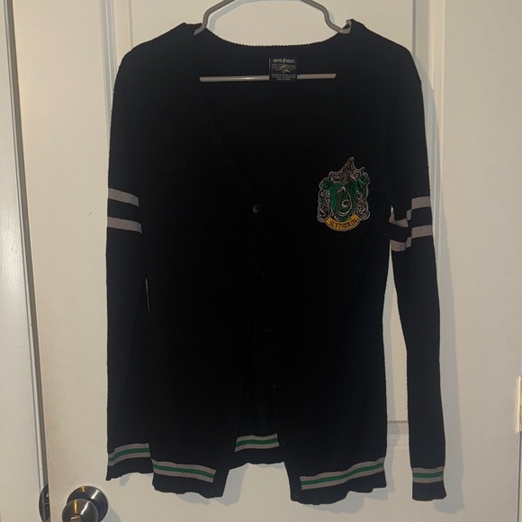 Wizarding World Of Harry Potter Sweaters - Harry Potter Slytherin Cardigan Sweater Women M juniors black/green